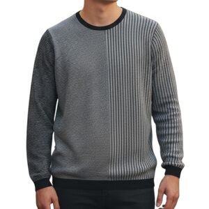 The Rail Men’s Crewneck Two-Tone black and gray striped Sweater | Size XL